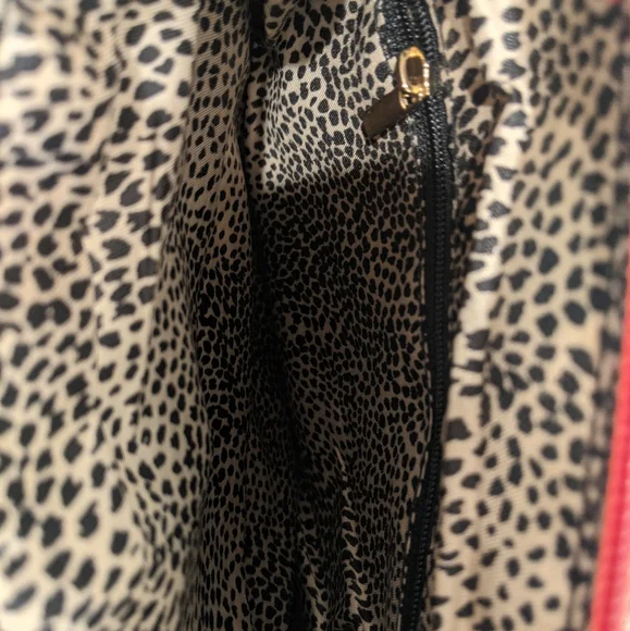 Red and Gold Accent Crossbody Purse w/ Animal Print Interior 8" x 8" USED ONCE! - Picture 4 of 4